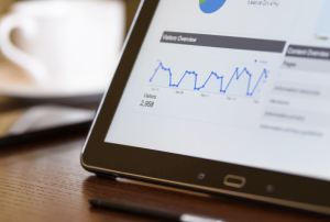 Data being displayed through graphs on a tablet
