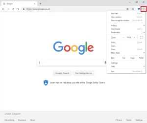 Google Chrome menu