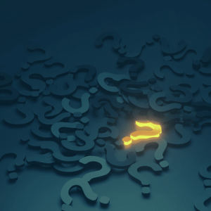 a glowing question mark