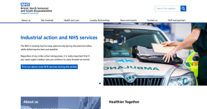 the NHS bnssg website displaying the home page