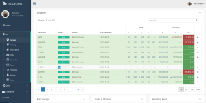 Sccedi dashboard showing voyages