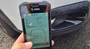 inspection app device showing the damage location page